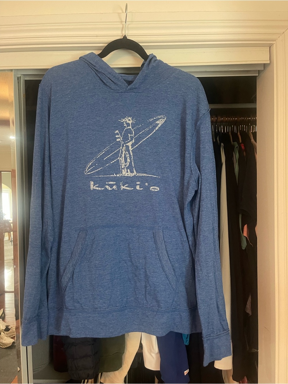 Men's Blue Hooded Pullover Sweatshirt